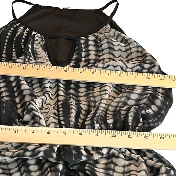 Tua Hi Low Maxi Dress Womens Size S Gray Black Smudge Print Elastic Waist Boho - Picture 8 of 10